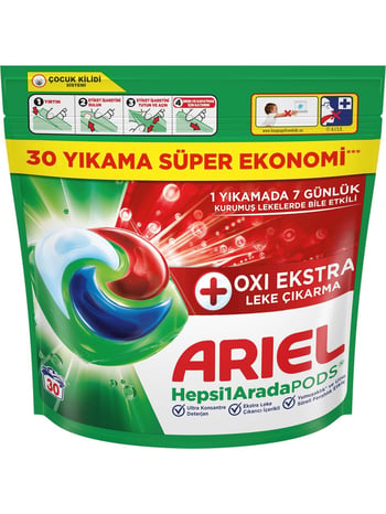 Ariel Hepsi1arada Pods® Oxi Extra Leke Çıkarma Kapsül Çamaşır Deterjanı Beyazlar ve Renkliler 30 Yıkama