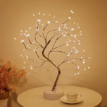 BUFFER® Masaüstü Peri Ağaç LED Lamba – Gün Işığı Rengi, 3 Kademeli Işık Ayarlı, Şarjlı Dekoratif Ort