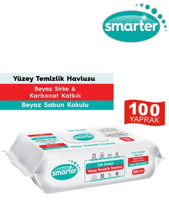 Smarter Beyaz Sabun Kokulu Yüzey Temizlik Havlusu 100'lü