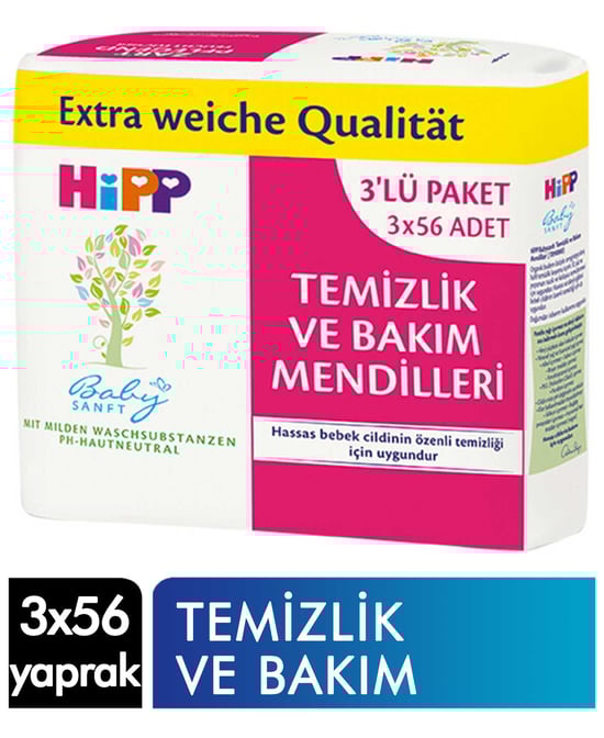 Hipp Temizlik ve Bakım Mendilleri 3x56 Yaprak