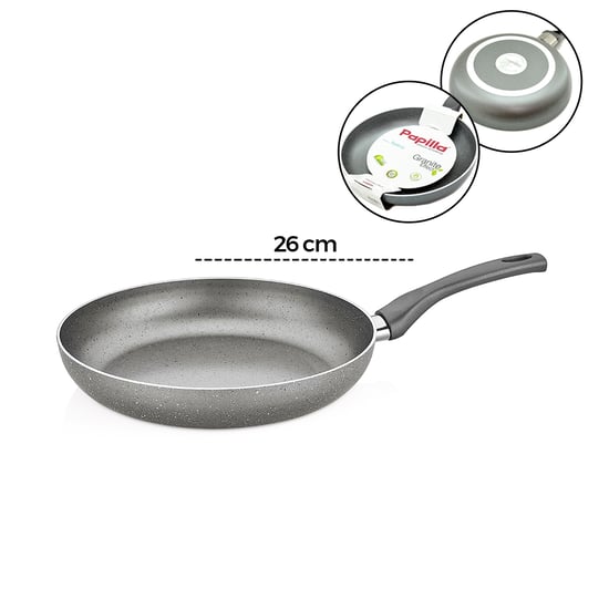Papilla Fred ( Frying Pan ) ( 26 Cm ) ( Maxi ) ( Granit Tava ) ( Gri Kırçıllı ) ( Tek Saplı ) ( Brkt-705700 )