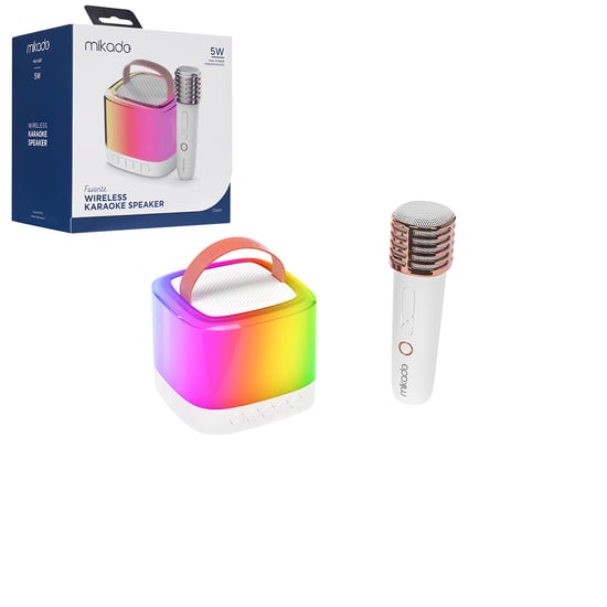 Mikado Md-16bt ( Beyaz ) Karaoke ( Mikrofonlu ) Wireless Hoparlör & Speaker ( Işıklı ) ( Usb Şarjlı ) ( Bt & Tf Card & Aux ) 5w