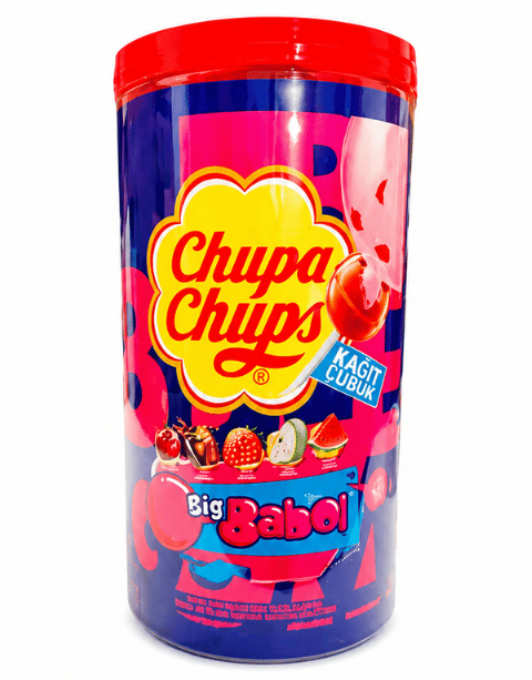 Chupa Chups Vişne, Kola, Çilek, Elma, Karpuz Aromalı Sakızlı Lolipop Şekerleme 12 Gr X 100 Adet