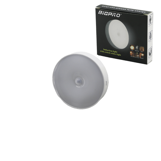 Bigpro ( Beyaz Led ) ( Sensörlü=0--3mt ) ( Usb Şarjlı ) Yuvarlak Lamba ( Çap: 8.3cm & Kalınlık: 2cm )