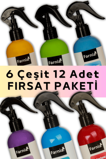 Farnia 12'li 6 Farklı Koku Oda Spreyi Fırsat Paketi Seti 12 Adet X 350 Ml
