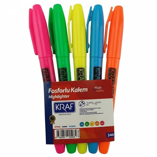 Kraf 340 Kalem Tipi Fosforlu Kalem 5 Renk