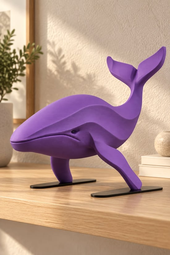 Balina Figürlü Dekoratif Biblo - 22cm Büyük Boy Mor