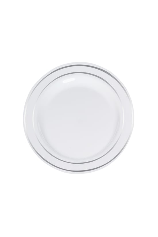 Roll-up Lüks Plastik Tabak Gümüş Yaldızlı Beyaz 19cm 6lı