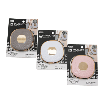Pablito Home Pbt-089 (oval) ( 3"- 9x9cm) (cep & Çanta) Mini Makyaj Aynası (bronz Kapak Kenarı-göbek & Renkli Pls.)