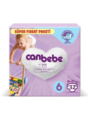 Canbebe Bebek Bezi 32'li Paket Jumbo 6 (15-27kg)
