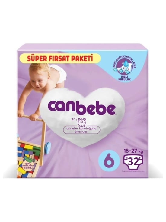 Canbebe Bebek Bezi 32'li Paket Jumbo 6 (15-27kg)