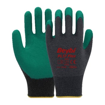 Beybi Pl17 Flex Yeşil Likralı Ipten Örme Lateks Iş Eldiven 10 Beden