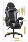 Fashcolle Dynamic Air Kumaş Grey Masajlı Oyuncu Koltuğu