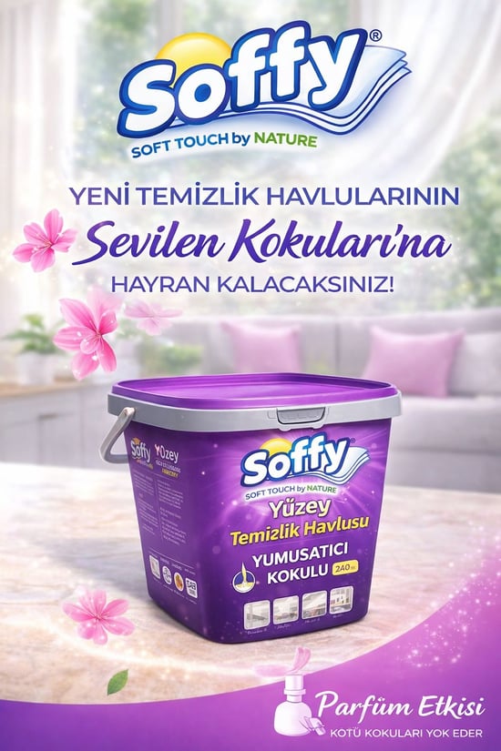 240 Adet'li Yüzey Temizleme Havlusu Lilyum Çiçek Yumuşatıcı Kokulu