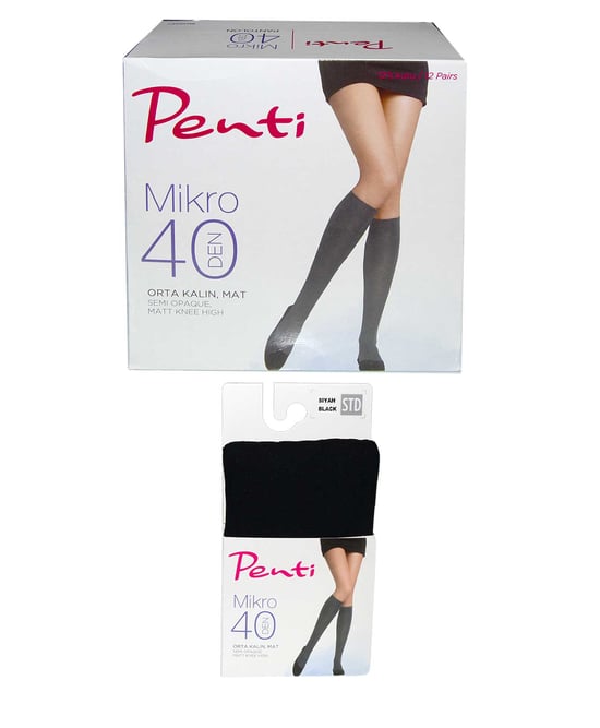Penti Mikro Dizaltı Çorap Orta Kalın Mat 40 Den 500 Black 12'li Kutu