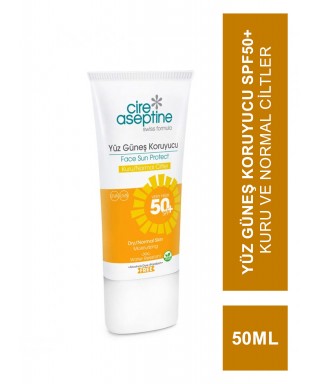 Cire Aseptıne Yüz Güneş Koruyucu 50+spf Çok Yüksek Kuru Normal Ciltler için Nemlendirici 50ml