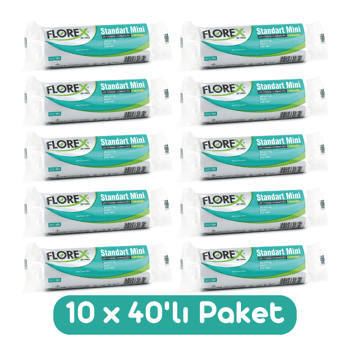 Florex Standart Mini Boy Çöp Torbası 44x45 Cm 40'lı Rulo Beyaz 10 Rulo (400 Adet)