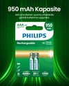 Philips 950 Mah Şarj Edilebilir Aaa Ince Kalem Pil 2'li Blister