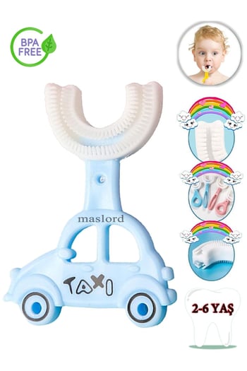 U Tipi Yeni Nesil Diş Fırçası - Mavi - Araba Model 2-6 Yaş