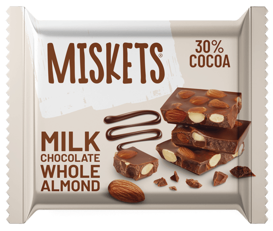 Miskets Tablet Sütlü Çikolata Bademli 60g (10’lu X 6 Kutu)