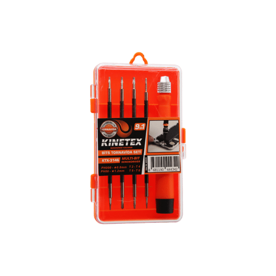 Kinetex Ktx-3146 ( 9in1 ) ( Saatçi & Telefoncu ) Bits Tornavida Uç Seti ( 4pcs Çift Taraflı Uç=8 Uç + 1-t.vida Sapı )