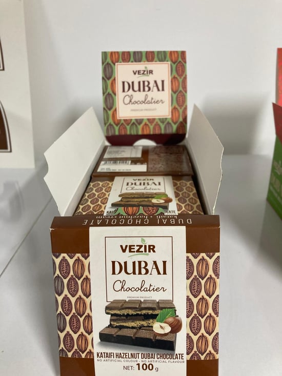 Vezir Fındık ve Kadayıf Dolgulu Sütlü Dubai Çikolatası 100 Gr