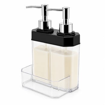 Problack Plas-99019 ( 2pcs & Pls.şeffaf Şişe ) ( Krom Pompa & Süngerlikli ) Sıvı Sabukluk Seti