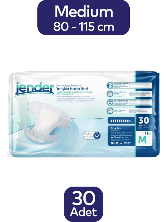 Jender Emici Bel Bantlı Yetişkin Hasta Bezi Medium 30 Adet