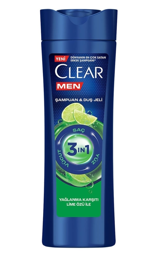 Clear Men 3in1 Şampuan & Duş Jeli Yağlanma Karşıtı Lime Özü 350 Ml