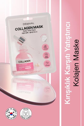 Dermal Kuru ve Yorgun Ciltler için Nemlendirici ve Canlandırıcı Kolajen Kore Maskesi 23 Gr