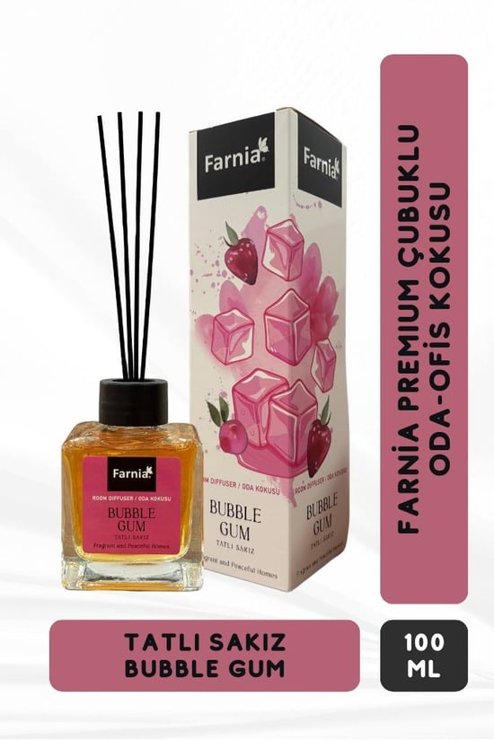 Farnia Premium Çubuklu Oda ve Ofis Kokusu 100 Ml Tatlı Sakız Bubble Gum