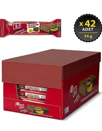 Eti Sütlü Çikolata Kaplı Fındık Kremalı Gofret 34 Gr X 42 Adet