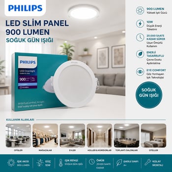 Philips ( 10w ) ( Sıva Altı ) ( Yuvarlak ) Led Slim Panel ( 9000lumen ) ( 20.000 Saat Ömür )