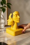 İkiliğin Yüzleri Figürlü Minimalist Dekoratif Biblo Sarı
