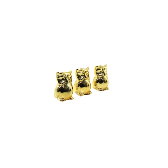 İ12-129 ( Baykuş & Küçük ) ( Gold & Seramik ) Biblo & Dekoratif Süs Eşyası