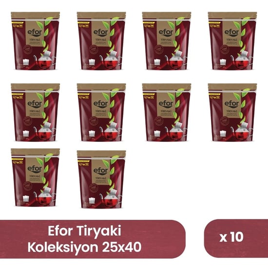 Efor Tiryaki Jumbo Demlik Poşet Siyah Çay 40 gr x 25 Adet (1 Kg) - 10'lu Koli
