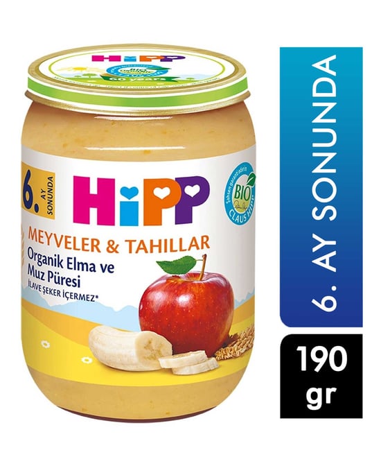 Hipp Organik Elma ve Muz Püresi 190 G 6. Ay Sonunda