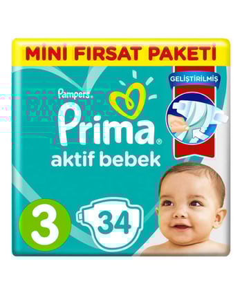 Prima Aktif Bebek Bezi Mini Fırsat Paketi No:3 34'lü