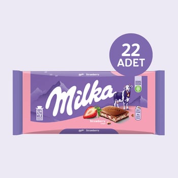Milka Çilek Yoğurt Tablet Çikolata 100 gr X 22 Adet