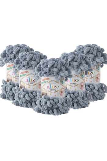 Alize Puffy 428 El Örgü Ipliği - 428 Orta Gri - 100 Gr. 9 Mt. Parmak Örgü Ipi