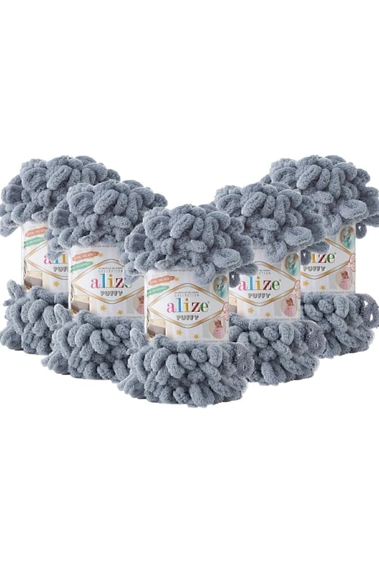 Alize Puffy 428 El Örgü Ipliği - 428 Orta Gri - 100 Gr. 9 Mt. Parmak Örgü Ipi