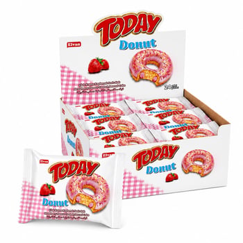 Elvan Today Donut Kek Çilekli 35 Gr 24 Adet