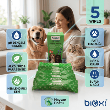 Bioxi® Animal Health Hijyenik ve Çok Amaçlı Temizlik Havlusu,tekli Ambalajlarda 5li Paket