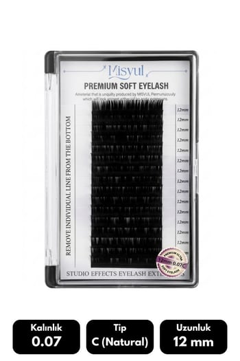 Misyul 0.07c Natural Kıvrım 12 Mm Soft Eyelash Doğal İpek Kirpik 16'lı