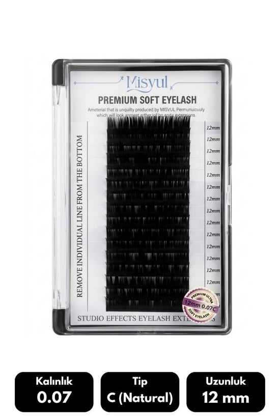 Misyul 0.07c Natural Kıvrım 12 Mm Soft Eyelash Doğal İpek Kirpik 16'lı