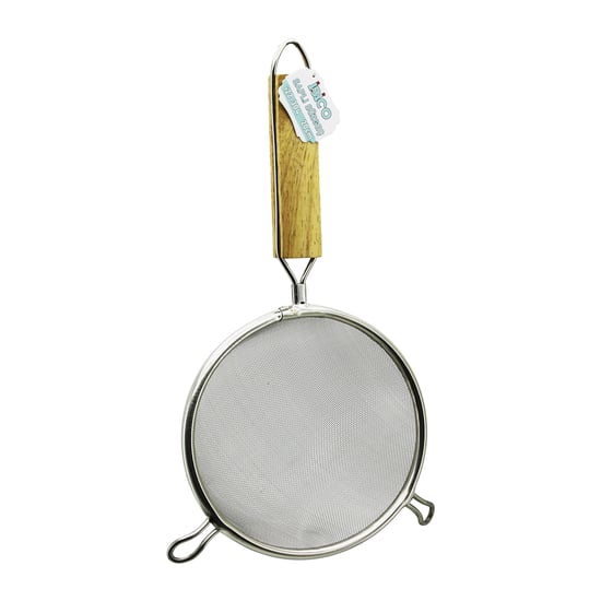 İ22-304 ( 20cm ) ( 2 Kulaklı ) ( Ahşap Saplı ) Tel Süzgeç ( Metal Çerçeçeve ) ( Sap: 14.5cm )