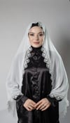 Hürrem Bone Krem Namaz Başörtüsü Şal Şifon Güpürlü 202106_40