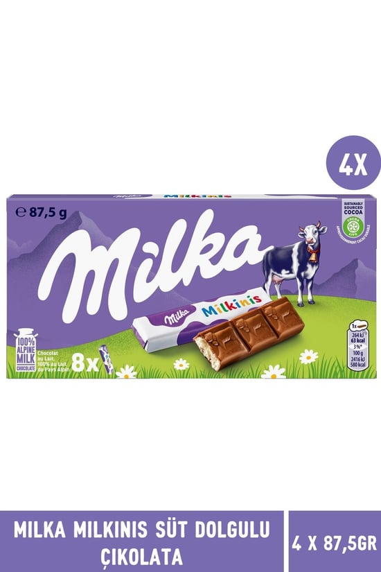 Milka Milkinis Süt Dolgulu Çikolata 87,5 Gr - 4 Adet