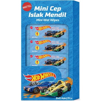 Karışık Hotwheels Islak Mını Cep Mendılı 8*8 Kutulu Karma