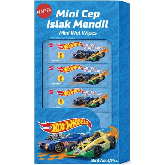 Karışık Hotwheels Islak Mını Cep Mendılı 8*8 Kutulu Karma